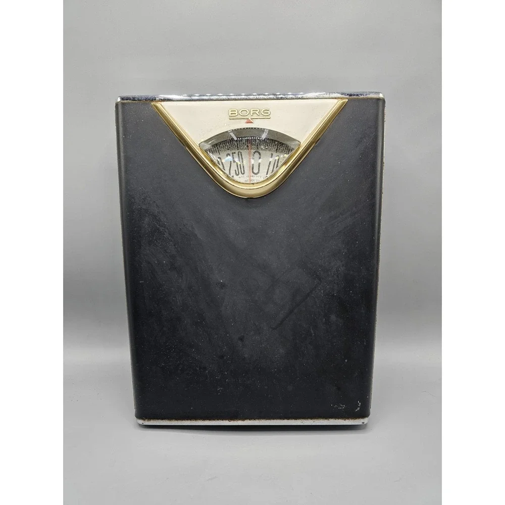 Vintage MCM Borg Flight Bathroom Scale Made In USA Black‎ Brass